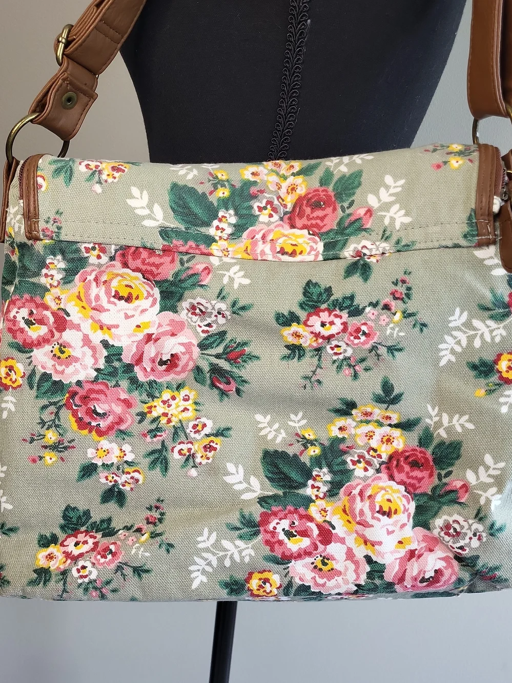 Y2K Mary Kate Ashley Olsenboye Floral Canvas Messenger Satchel Cottagecore Boho